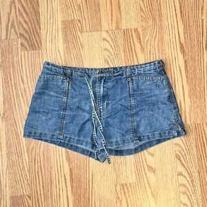 Vintage Y2K Abercrombie And Fitch Drawstring Denim Shorts Size 4 Women's